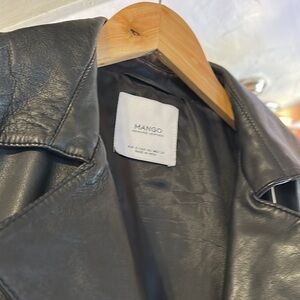 Mango Charcoal 100% Sheep Leather Jacket